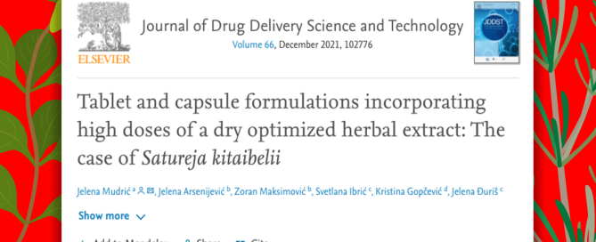 Tablet and capsule formulations incorporating high doses of a dry optimized herbal extract: The case of Satureja kitaibelii